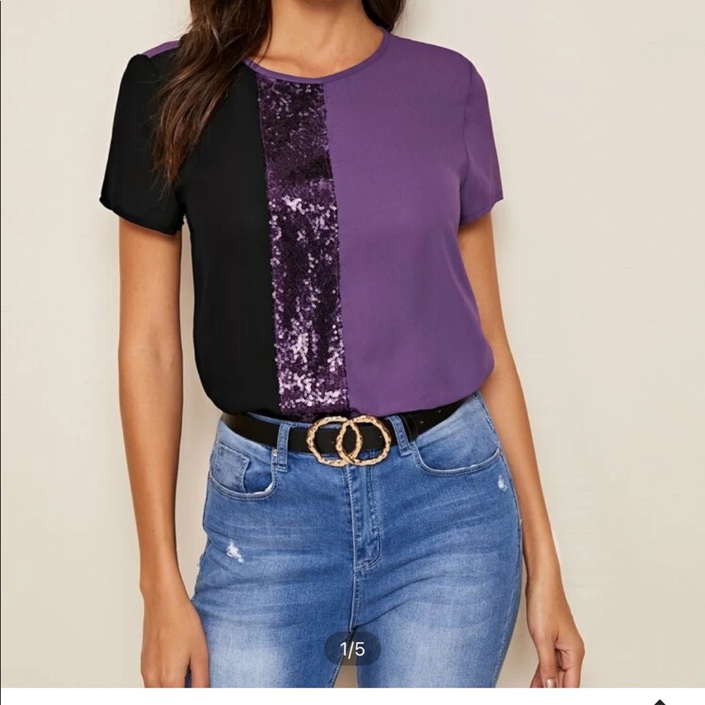 Purple Black Sequin SHEIN // SZ S